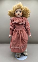 Americas Heritage Mint Limited Heather Porcelain Doll W Stand 16'
