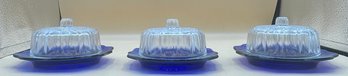 Imperial Glass Cobalt Cheese Dish Set Of 3