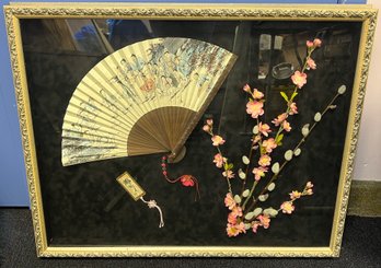 Oriental Fan & Cherry Blossoms Framed