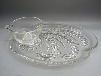 Federal Glass Co. Hospitality Snack Plates & Cups, Sparkling Crystal Glass - Service For 4 - In Original Box