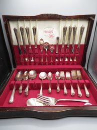 Holmes & Edwards Silver Plated Flatware Set - 57 Pieces In Wood Storage Box