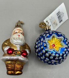 Christopher Radko Star Berry Ornament And Mr. Claus Ornament, 2 Piece Lot