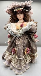 Victorian Styled Porcelain Doll With Purse & Stand 16'