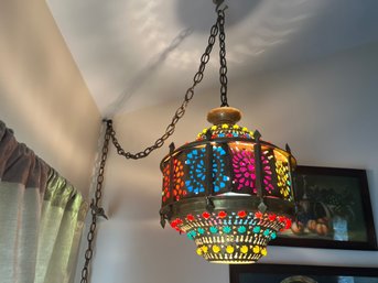 Moroccan Brass Multicolored Lamp From Turkey