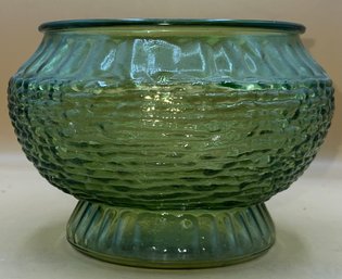 NAPCO 1176 Green Glass Vase Bowl Ribbed