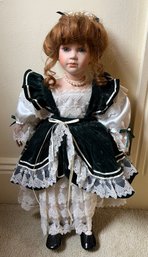 Porcelain Doll With Green Dress 20'