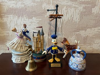 Donald Duck Bob Baker Marionette & Assorted Disney Figurines - 6 Piece Lot