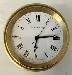 Matthew Norman Quartz Brass Ship's Clock In Mahogany Box