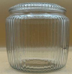 Clear Glass Canister With Lid Covered Jar Anchor Hocking Hoosier