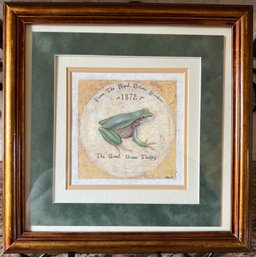 S Hely Signed Green Tree Frog Framed Print