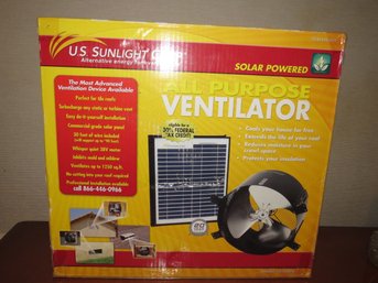 Solar Powered All Purpose Ventilator - New In Box U.S. Sunlight Corp