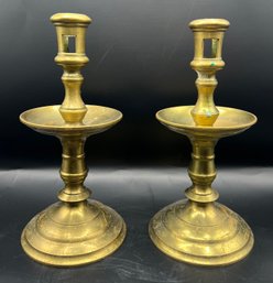 Brass Candlestick Holders - 2 Pieces