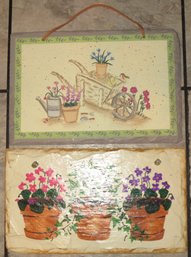 Floral Slate Signs, Handcrafted - Lot Of 2
