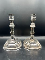 Silver Plated Candlestick Holders - 2 Pieces