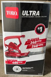 Toro Ultra Electric Blower, Vacuum & Mulcher, With Attachments, Storage Bag, And Attachments