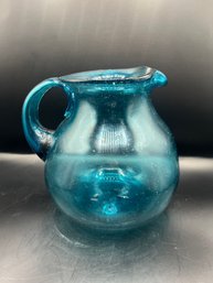 Turquoise Hand Blown Pitcher