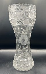 American Brilliant Cut Glass Crystal Etched Vase