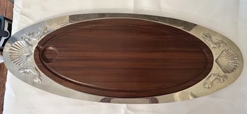 Jean Couzon Oval Onix And Wood Serving Trays