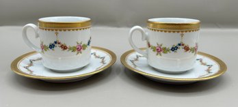 Tirschenreuth Bavaria Demitasse Petite Rose Cups, 2 Piece Lot