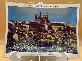 Czechoslovak Praha Restaurant 1358 FIRST AVENUE CORNER 73rd STREET NEW YORK, N.Y. 10021 988-3505 Glass Plate