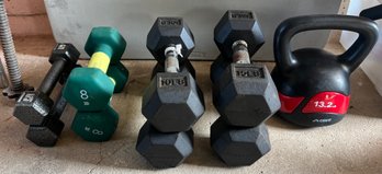 Lot Of Dumbbells & Kettle Bell- 5 Pieces