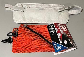 Samsonite Double Pocket Money Belt & Vaultz Mesh Coin Zipper Pouches - 2 Pieces