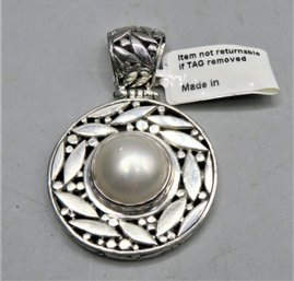 Sterling Silver Pendant With Faux Pearl - New