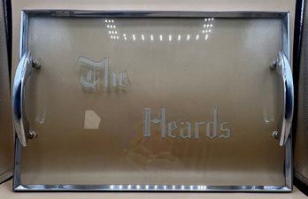 Glass Serving Tray Engraved ' The Heards'