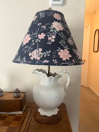 Wash Pitcher Ceramic Lamp With Floral Shade