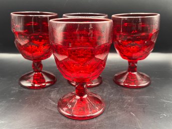 Viking Glass Ruby Red Georgian Glasses - 4 Pieces