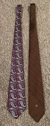 Christian Doir & Givenchy Mens Silk Ties - 2 Pieces