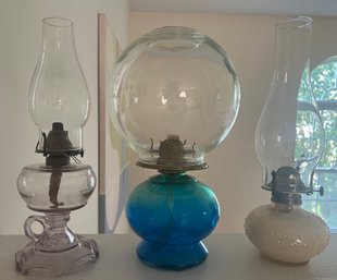 Hurricane Oil Lamp Lot- 3 Pieces