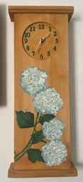 Hydrangea Hand Painted Wood Wall Clock