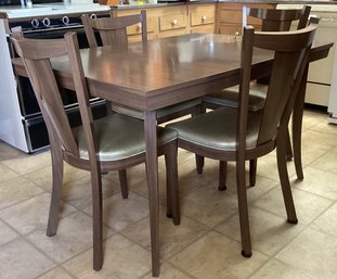 Mid Century Extendable Kitchen Table With 6 Chairs & 2 Leafs - 9 Pieces