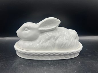 Arlington Designs White Rabbit Ceramic Butter Dish