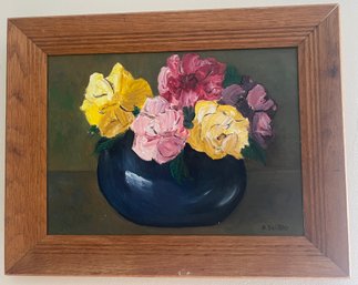 A Schifter Signed Framed Floral Oil On Canvas