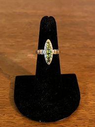 DJoy Sterling Silver Natural Calabar Green Tourmaline Elongated Ring Size 6 - 0.11OZT