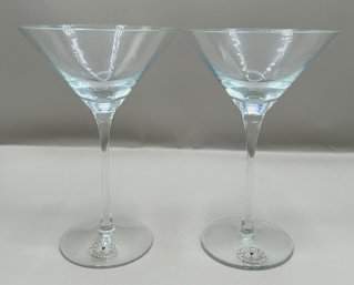 Toscany Hand Blown Crystal Martini Glasses, 6 Piece Lot