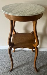 Marble Top Wood Base Plant Stand