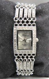 Genoa Women's Quartz Silver Tone Watch With Clear Stones