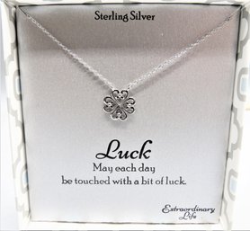 Sterling Silver Extraordinary Life 'luck' Shamrock Necklace - New In Box
