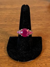 DJoy Sterling Silver Red Ruby Ring Size 8 3/4 - 0.21OZT