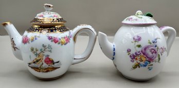 Victoria And Albert Museum Tourney And Mennecy Fine Porcelain Teapots, 2 Piece Lot