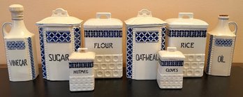 Czechoslovakia Pottery Canister Set & Decanters - 8 Pieces