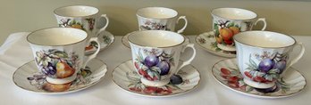 Crown Trent Fine Bone China Staffordshire Teacups And Saucers, 12 Piece Lot