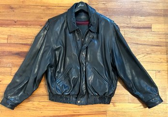 Coach Black Leather C5K-0912 Bomber Style Jacket Size M