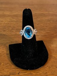 Marambaia Topaz And White Zircon Ring In Platinum Over Sterling Silver Ring Size 7 - 0.21OZT
