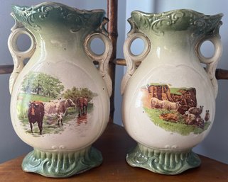 No. 2 Standard Ceramic Cow & Sheep Vases- 2 Pieces