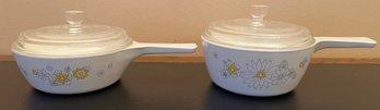 Vintage Floral Bouquet Corningware Saucepans 1.5 QT & 1 PT - 2 Piece Lot