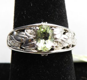 Sterling Silver Ring With Yellow & Clear Stones - Size 7.75 - New